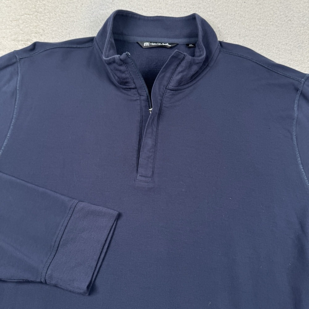 Travis Mathew Newport 1/4 Zip Pullover Men's 2XL Blue Long Sleeve Fleece